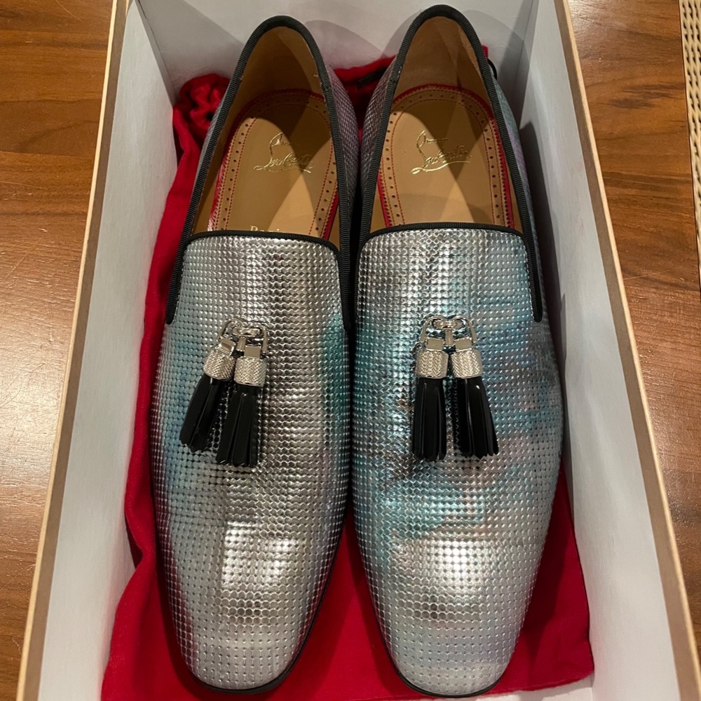 Christian Louboutin Men's Rivalion Flat Spec Pointielle Shoes Sz 44 Euro